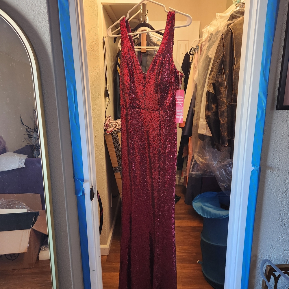 Elegant Burgundy Sequin Gown